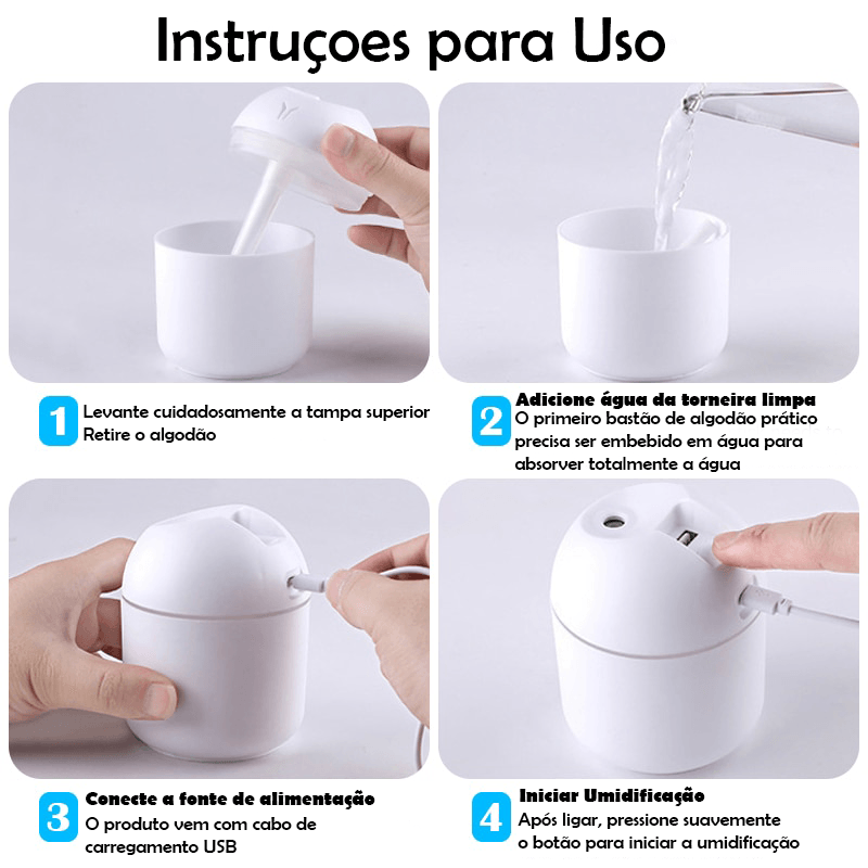 Umidificador de Ar Portátil -  Mini Umidificador - tudokasa